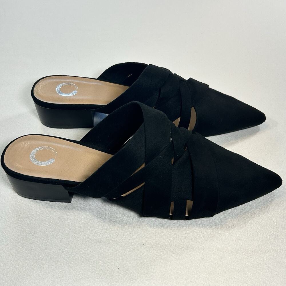 Journee Collection Women's Kalida Mules Pointed Toe Black Size 9.5